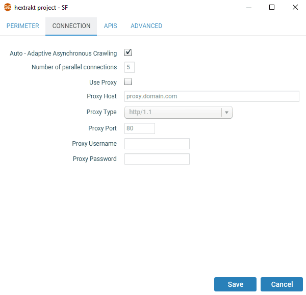 Crawler connection configuration