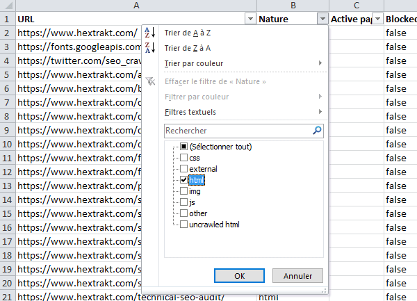 CSV export